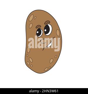 Patate mignonne et souriante. Personnage de dessin animé plat vectoriel isolé sur fond blanc. Illustration de Vecteur