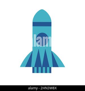 Icône fusée minimaliste. Symbole vectoriel isolé sur fond blanc. Peut être utilisé pour le Web et le mobile. Icône de dessin animé simple Illustration de Vecteur