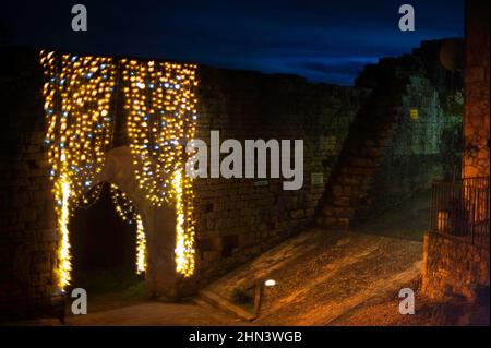 Lumières de Noël, la , Domme, Dordogne, France Banque D'Images