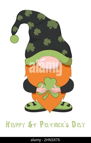 Caricature : bonne chance avec le trèfle pour la Saint-Patrick. Illustration de Vecteur