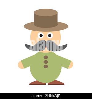 Icône vectorielle plate de l'employé. Icône de vecteur agriculteur. Avatar homme avec moustache. Illustration vectorielle plate isolée. Illustration de Vecteur