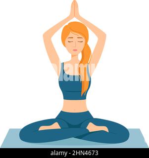 Femme méditant. Fille en position lotus pratiquant le yoga, illustration vectorielle Illustration de Vecteur