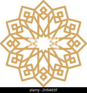 Emblèmes abstraits orientaux musulmans arabes dorés.Jeu d'illustrations vectorielles à cadres de luxe arabe ornementaux traditionnel.Or de style oriental Illustration de Vecteur