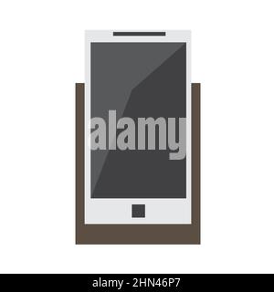 Smartphone sur le socle - simple icône plate. Accessoires mobiles. Accessoires pour téléphone. Sur un espace blanc. Illustration vectorielle isolée Illustration de Vecteur