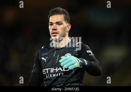 12 février 2022 - Norwich City / Manchester City - Premier League - Carrow Road Ederson de Manchester City pendant le match contre Norwich City à Carrow Road. Crédit photo : © Mark pain / Alamy Live News Banque D'Images