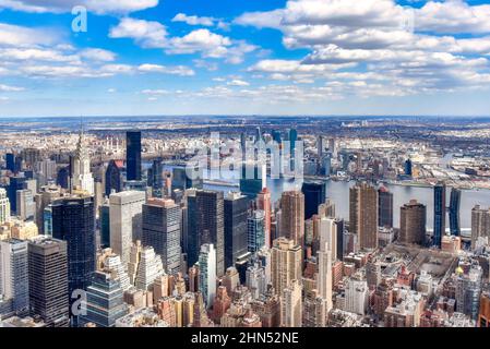 New York, vue aérienne ou vue en angle élevé, États-Unis Banque D'Images