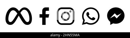 Meta Company avec facebook, instagram, whatsapp, Messenger logo Set. Image éditoriale Illustration de Vecteur