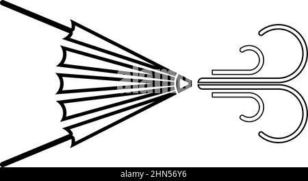 Incendie soufflet four Windower soufflant outil vent forgeron forge contour ligne icône noir couleur vecteur illustration image mince plat style Illustration de Vecteur