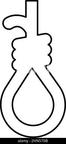 Boucle pour les genlows hangman noose Rope suicide lynching contour ligne icône noir couleur vecteur illustration image mince plat style simple Illustration de Vecteur