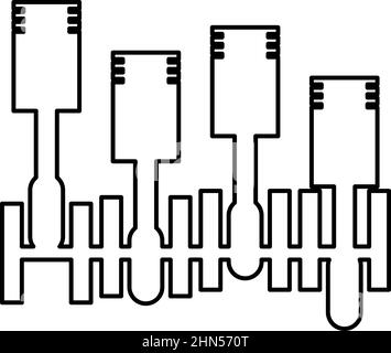 Vilebrequin moteur moteur bloc-cylindres piston moteur à combustion interne détail voiture contour du moteur ligne icône noir couleur vecteur illustration image Illustration de Vecteur