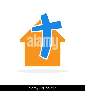 Symbole de l'église. Icône Croix chrétienne. Icône religion. Illustration vectorielle. Église de la Croix chrétienne Illustration de Vecteur
