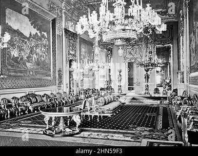 Grande salle de réception, château de Windsor, époque victorienne Banque D'Images