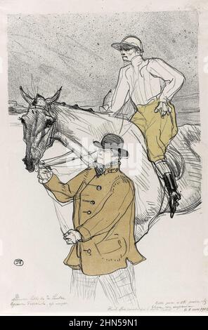 Le Jockey va à la poste (1899). Art antique d'Henri Toulouse-Lautrec. Banque D'Images