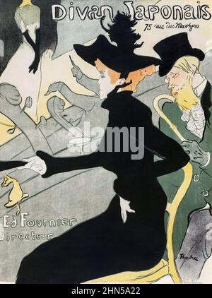 Divan Japonais, une affiche de l'artiste Henri de Toulouse-Lautrec. Il a été créé pour annoncer un café-chantant, à l'époque connu sous le nom de Divan Japonais. 1892. Banque D'Images