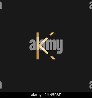 Abstrait haut de gamme linéaire lettre K logo Icon design moderne minimaliste illustration de style. Illustration de Vecteur