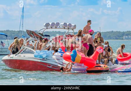 Sag Harbor Boat Party Banque D'Images