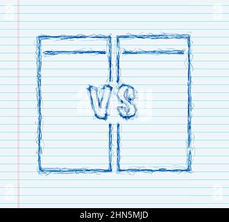 VS vs. Design BD bleu et rouge. Match de bannière de bataille, contre confrontation de la concurrence de lettres. Illustration du stock vectoriel Illustration de Vecteur