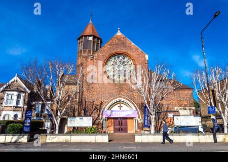 Extérieur de l'église baptiste Woodgrange fin 19th sur Romford Road, Forest Gate, Newham, Londres, Royaume-Uni Banque D'Images