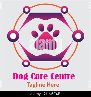 Logo du centre de soins pour chiens, vecteur du logo de la patte pour chiens Illustration de Vecteur