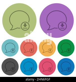 Le téléchargement du message décrit des icônes plates plus sombres sur un arrière-plan rond en couleur Illustration de Vecteur