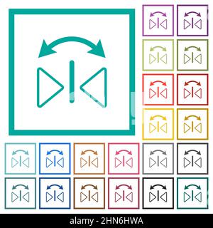 Icônes de couleur plate avec cadre de retournement horizontal sur fond blanc Illustration de Vecteur