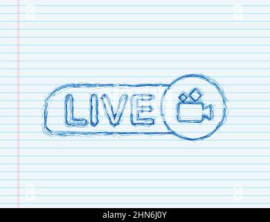 Bouton webinaire en direct, icône d'esquisse. Illustration vectorielle. Illustration de Vecteur