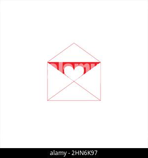 Ouvrir l'enveloppe avec l'icône en forme de coeur à l'intérieur. Illustration vectorielle isolée. Illustration de Vecteur