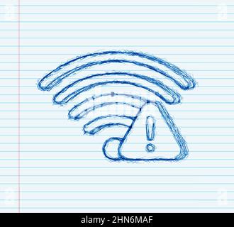 Aucune connexion Internet trouvée sur le smartphone. Icône d'esquisse. Connexion sans fil perdue. Pas de wi-fi. Illustration du stock vectoriel Illustration de Vecteur