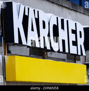 Panneau de signalisation Karcher (Karcher, Alfred Karcher se & Co. KG) dans un bâtiment à Minsk (Bélarus) Banque D'Images