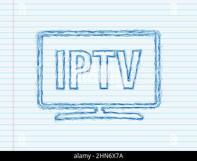 Badge, icône, logo IPTV. Icône d'esquisse. Illustration du stock vectoriel. Illustration de Vecteur