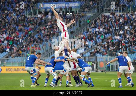 Stade Olimpico, Rome, Italie, 13 février 2022, touche Angleterre pendant 2022 six Nations - Italie contre Angleterre - Rugby six Nations match Banque D'Images