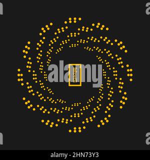 Points demi-tons abstraits jaunes sous forme de cercle. Illustration vectorielle. Élément de design pour logo rond technologique, cadre à bordure rayée, badges, emblèmes Illustration de Vecteur