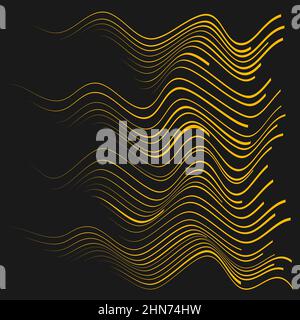 Lignes ondulées de vitesse jaune sous forme de flèche. Illustration vectorielle. Motif linéaire rayé. Élément de design idéal pour les imprimés, les affiches, la murale, la bannière Illustration de Vecteur