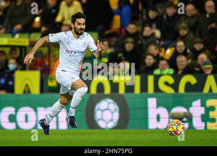 12 février 2022 - Norwich City / Manchester City - Premier League - Carrow Road Ilkay Gundogan de Manchester City pendant le match contre Norwich City à Carrow Road. Crédit photo : © Mark pain / Alamy Live News Banque D'Images