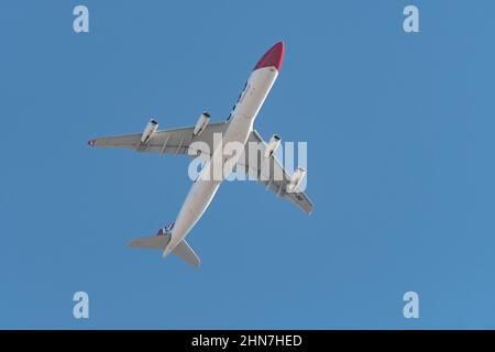 Zurich, Suisse, le 10 février 2022 Edelweiss Air Airbus A340-313 juste après le décollage de l'aéroport international Banque D'Images