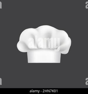 Chapeau de chef ou chapeau de cuisinier réaliste et casquette de cuisinier, chapeau de chef Vector 3D blanc. Chapeau de chef de cuisine avec plis, cuisinier de restaurant et uniforme de boulanger culinaire ou h Illustration de Vecteur