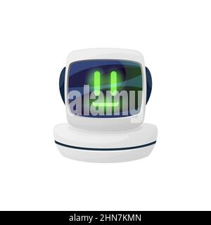 Robot chat bot dans les écouteurs virtuel de support en ligne opérateur isolé. Assistance client Vector application mobile aide à la communication de chat. Voix t Illustration de Vecteur