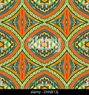 Kaléidoscope géométrique fond sans couture avec des motifs ethniques africains Illustration de Vecteur