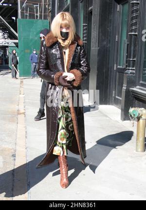 New York NY : 14 février 2022.Anna Wintour assister au Carolina Herrera Fashion Show à New York le 14 février 2022 crédit: RW/MediaPunch Banque D'Images