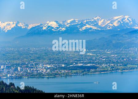 Vue impressionnante sur le lac de Constance et la vallée du Rhin Banque D'Images