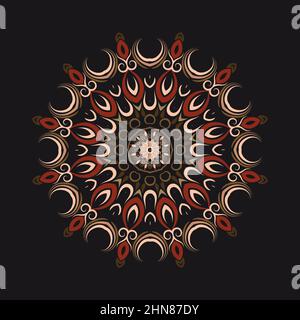 Motif de mandala coloré pour la broderie. Arrière-plan décoratif vectoriel. Rond abstrait grunge mandalas dans le style rétro Illustration de Vecteur