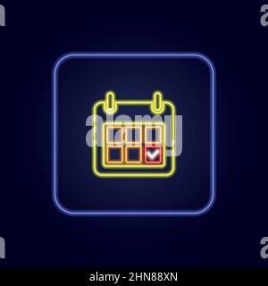 Magnifique icône de calendrier au néon coloré et élégant - illustration vectorielle Illustration de Vecteur