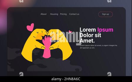 humain tenant les mains en forme de coeur avec la paume de l'enfant soin des enfants concept de soutien horizontal copy space Illustration de Vecteur