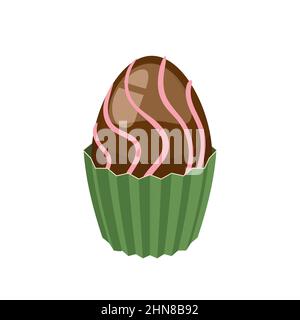 Petit gâteau de Pâques avec œuf en chocolat décoré, muffin. Sucrée, dessert Illustration de Vecteur