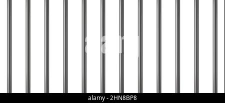 Barres métalliques de prison réalistes.Clôture de prison.Grilles de prison.Cage de prison en fer.Tiges métalliques.Arrière-plan de la grille criminelle.Motif vectoriel.Illustration isolée sur Illustration de Vecteur