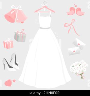 Magnifique ensemble de robe de mariage. Illustration vectorielle Illustration de Vecteur