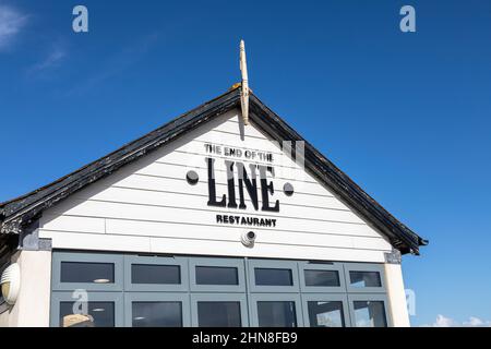 Le restaurant de fin de ligne à la gare de Dungeness, Kent. Banque D'Images