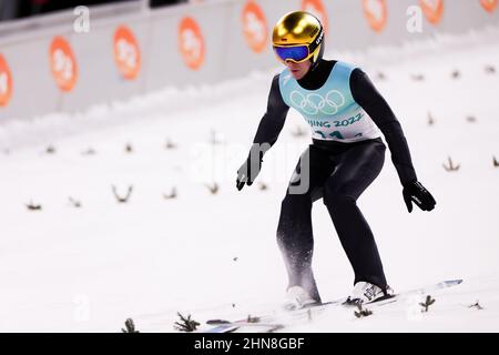 Zhangjiakou, Hebei, Chine. 14th févr. 2022. Stephan Leyhe (GER) saut à ski : l'équipe masculine Grande colline pendant les Jeux Olympiques d'hiver de Beijing 2022 au Centre national de saut à ski de Zhangjiakou, Hebei, Chine . Credit: Koji Aoki/AFLO SPORT/Alay Live News Banque D'Images