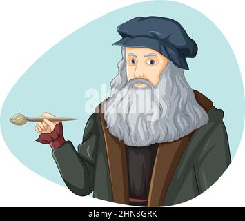 Illustration du personnage de dessin animé Leonardo da Vinci Illustration de Vecteur