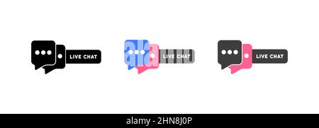 Jeu d'icônes de discussion en direct. Service d'assistance téléphonique. Chatbot. Vecteur sur fond blanc isolé. SPE 10. Illustration de Vecteur